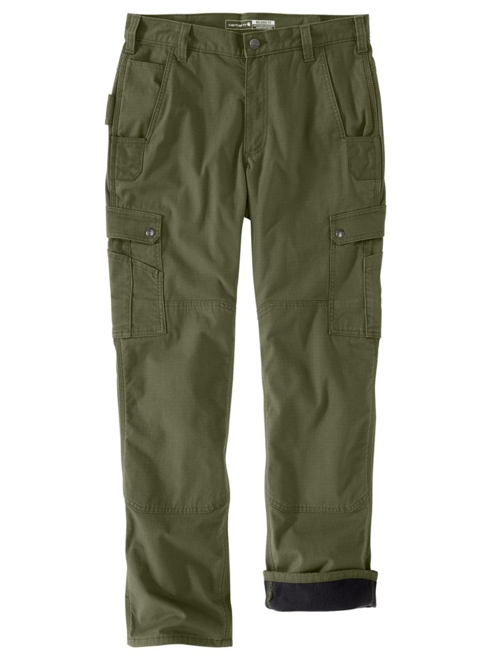 🆕️ Carhartt Men's Green Relaxed Straight Ripstop Double Front Lined Cargo Pants